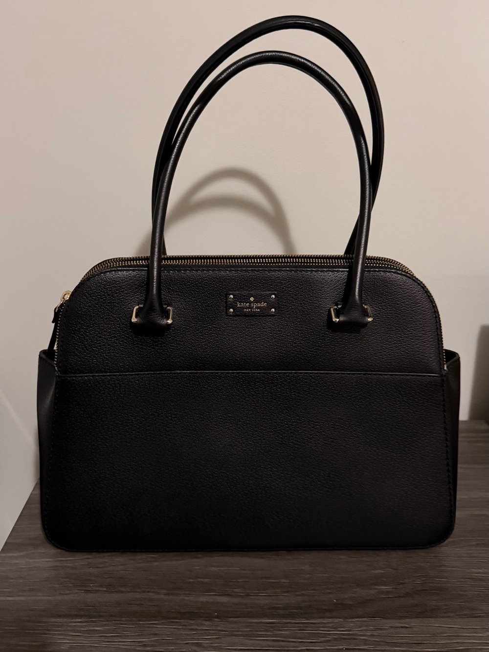 kate spade Black Pebbled Leather Dome Satchel Shoulder Bag